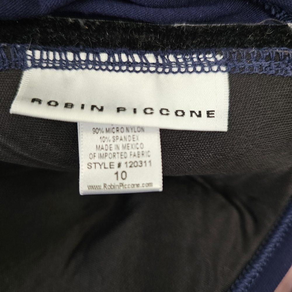 Robin Piccone One Piece Navy Blue Halter Crochet Bathing Swimsuit Size 10 - Picture 7 of 8